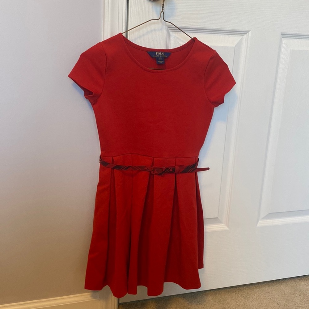 GIRLS POLO BY RALPH LAUREN RED FORMAL DRESS